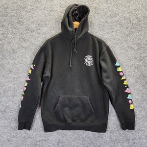 Spitfire Hoodie Sweatshirt Mens Medium Black Sleeve Graphic Skateboarding Flame